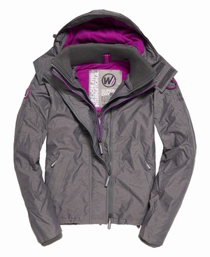 Superdry Pop Cipzár Hooded Arctic SD-Windcheater Női Kabát Világos Szürke/Lila | LUTOC0392